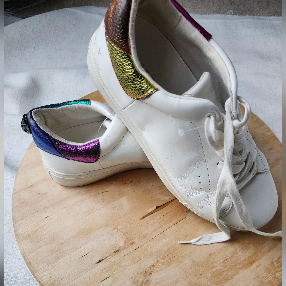 Kurt Geiger White and Purple Sneakers with Metallic Accents